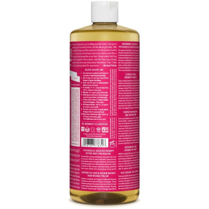 Label Image for Dr. Bronner's Pure Castile Soap Hemp Rose 32 oz