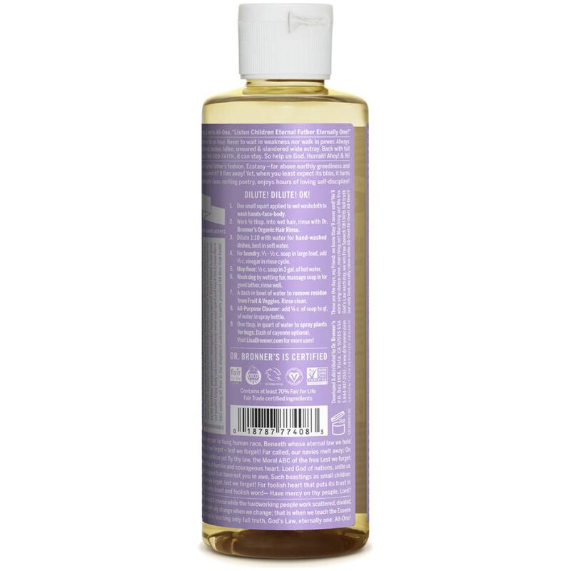 Label Image for Dr. Bronner's Pure Castile Soap Lavender 8 oz