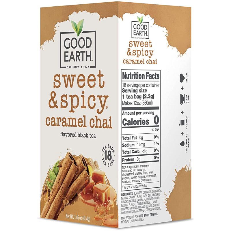 Nutrition Facts for Good Earth Sweet and Spicy Caramel Chai Tea