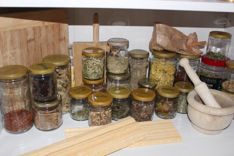 Display of jarred herbs for herbal dispensary