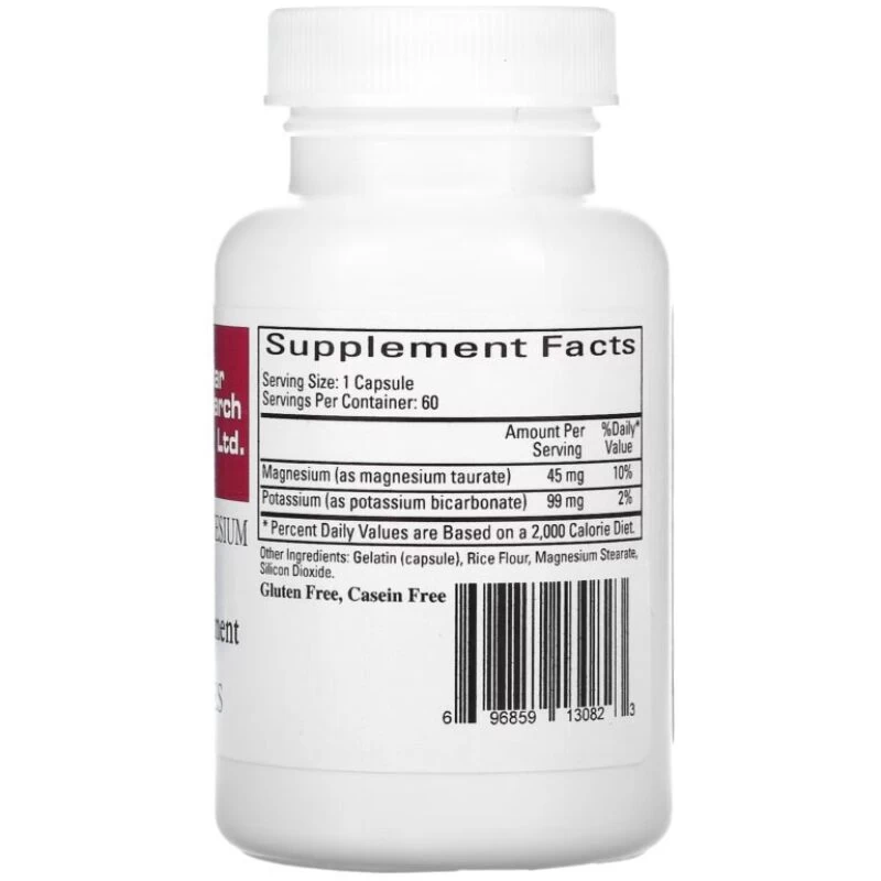 Supplement facts for cardiovascualr research ltd Magnesium Taurate