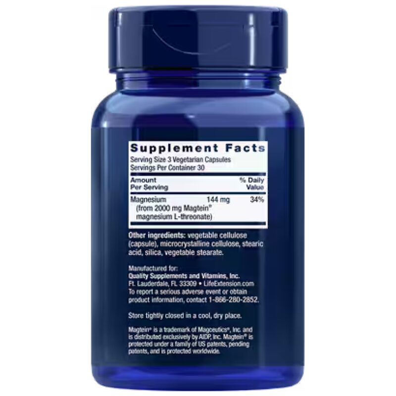 Supplement Facts for Neuro Mag Magnesium L-Threonate 90 count