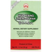 Package of Huo Xiang Zheng Qi Wan teapills from min shan