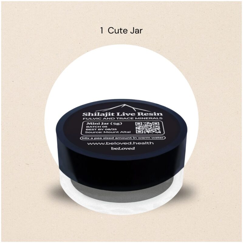 A 5 gram jar of Shilajit Live Resin